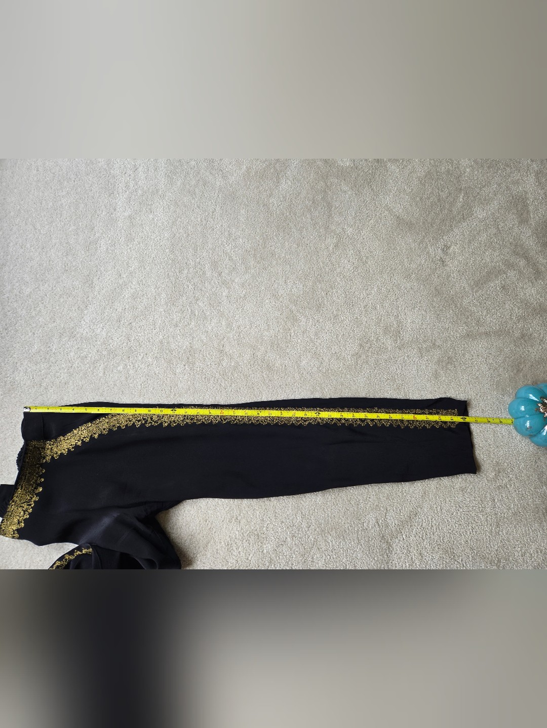 Women's Black Skinny Pants With Gold Lace Trim — image 8 of 8